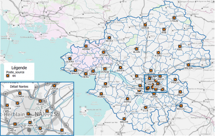 Enedis - Carte des postes sources - 44